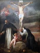 Anthony Van Dyck Christ on the Cross with Saint Catherine of Siena, Saint Dominic and an Angel oil on canvas